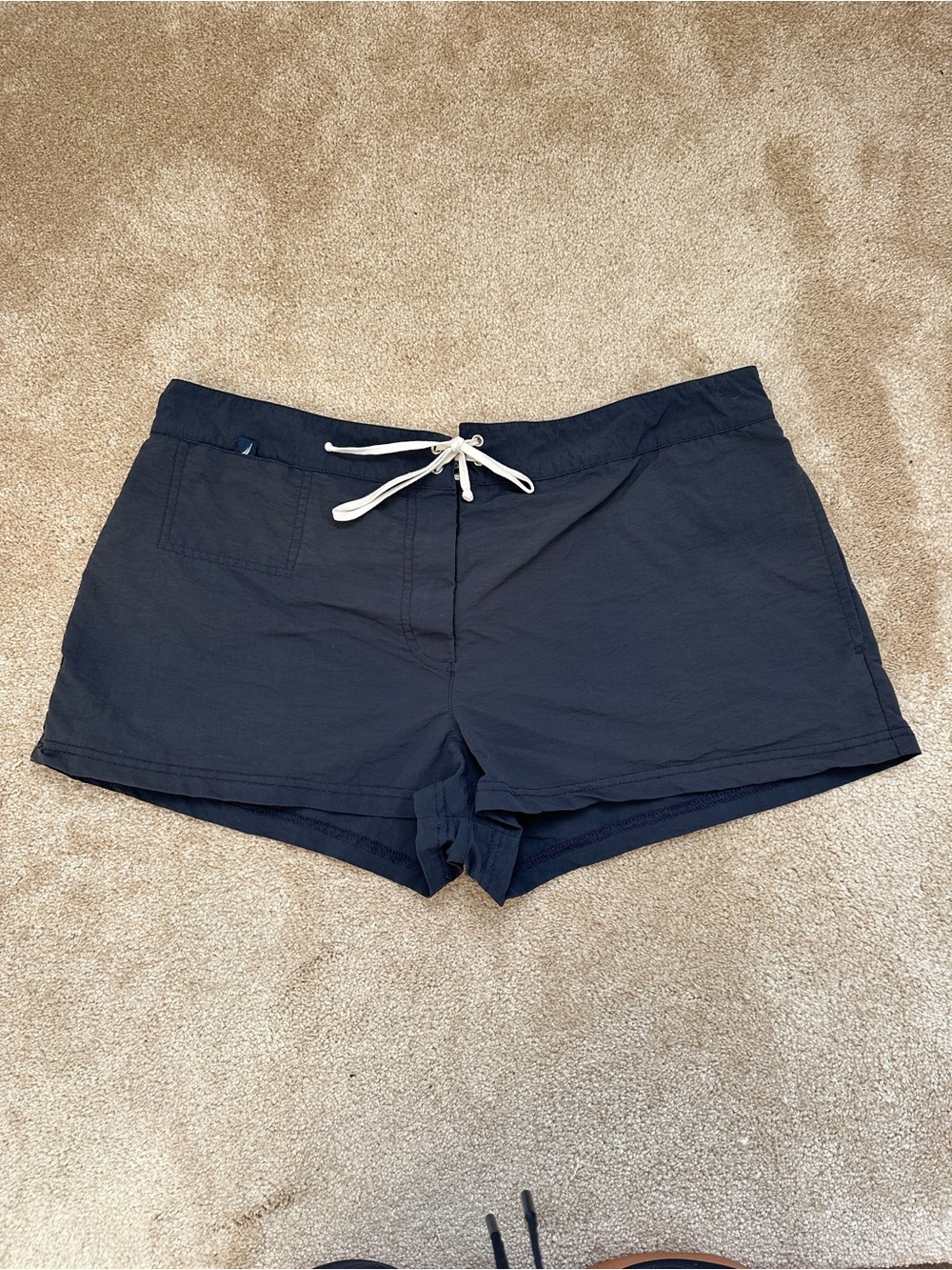 Nautica Women’s Navy Nylon Shorts Size L Drawstring Lightweight